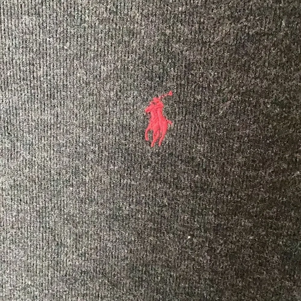 Polo Ralph Lauren Men’s Gray Cotton Quarter Zip Sweater Red Pony Sz Large Heavyw